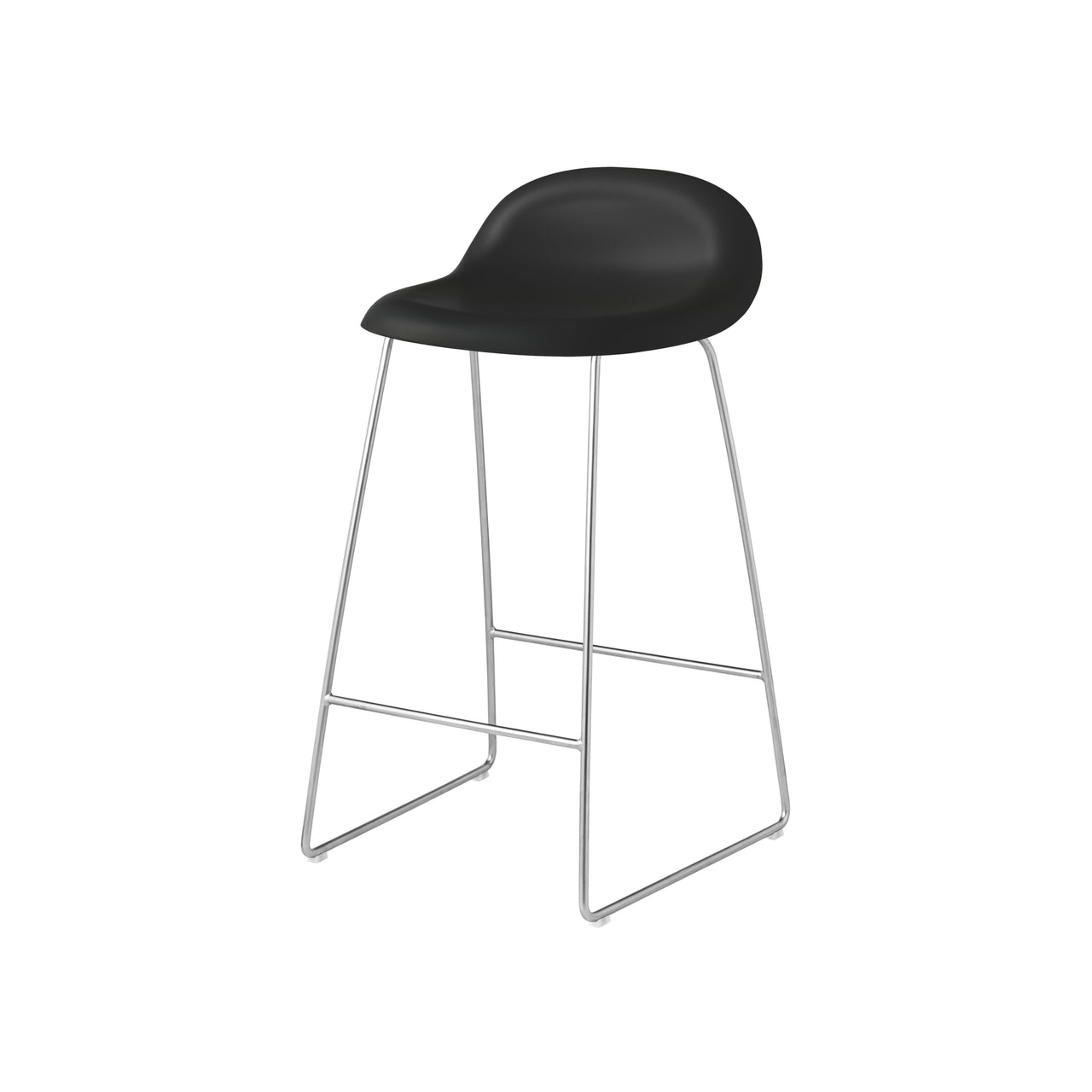 3D Bar + Counter Stool: Sledge Base + Plastic Shell + Counter + Black Semi Matt + Chrome + Plastic Glides