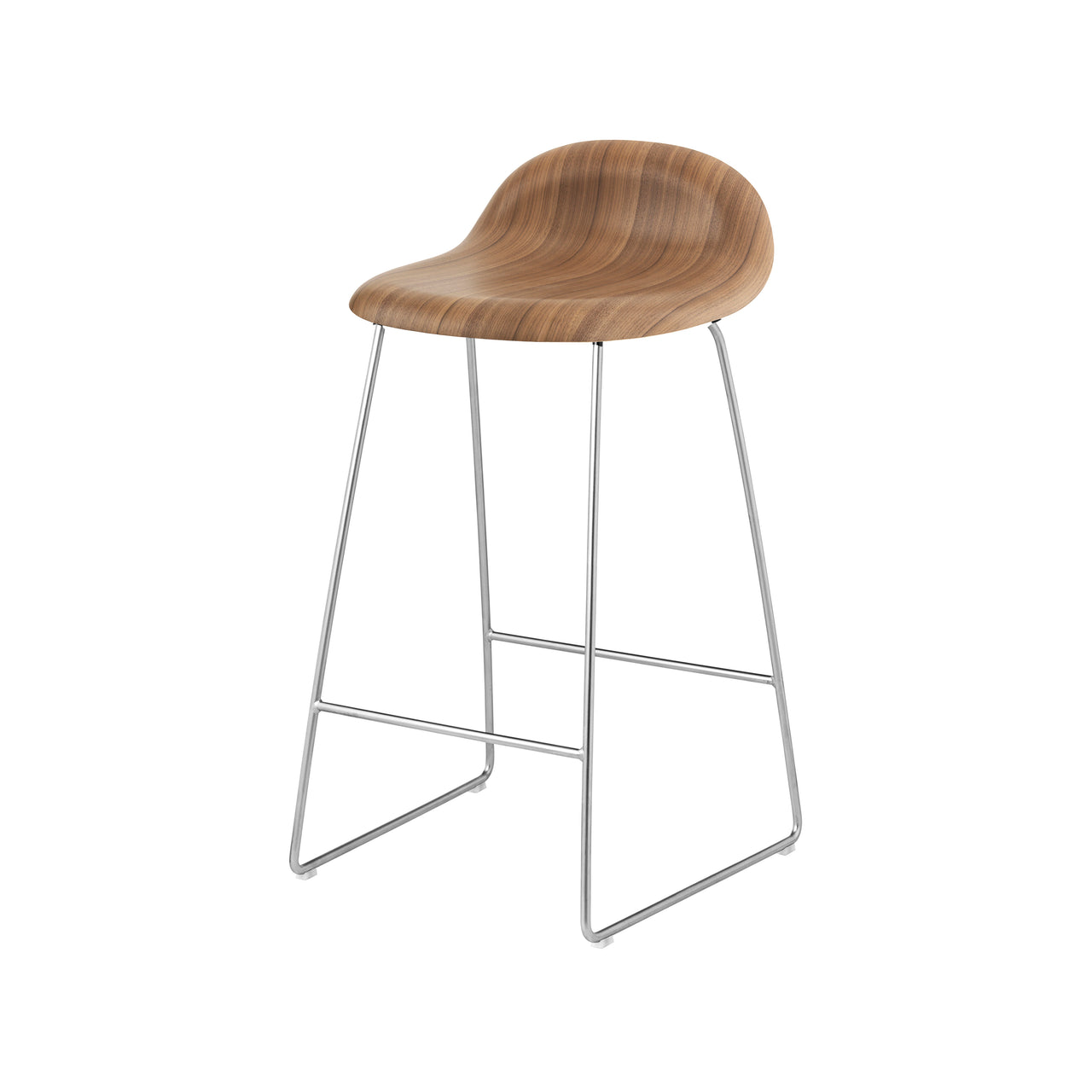 3D Bar + Counter Stool: Sledge Base + Counter + American Walnut + Chrome