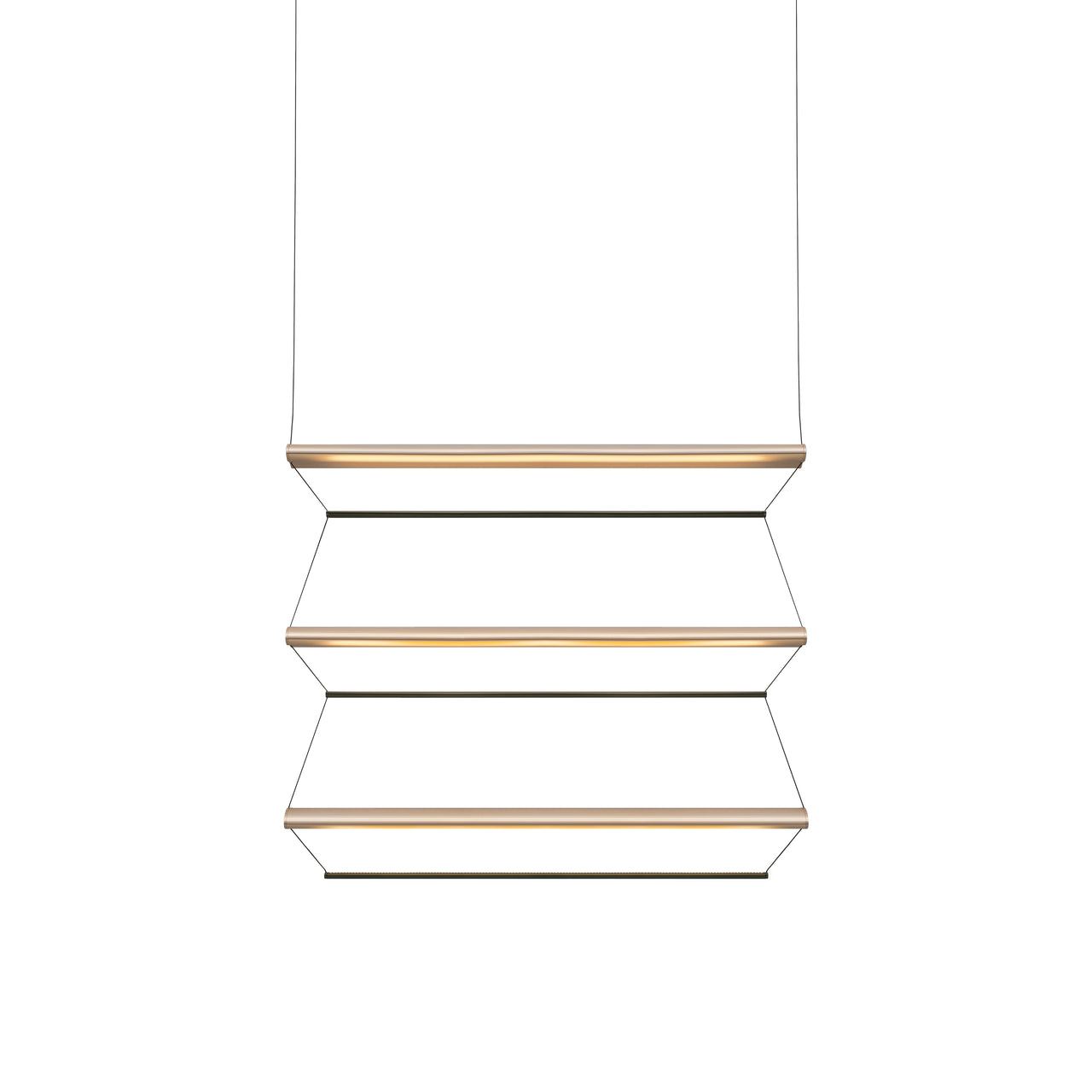 Tier 100 Vertical Pendant Light: 3V + Anodized Gold + Emerald