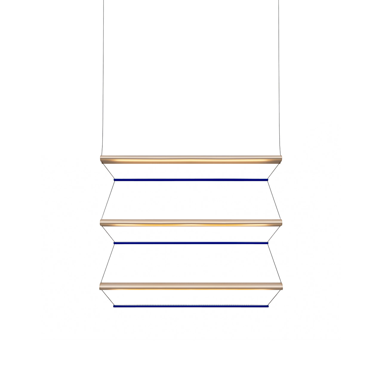 Tier 100 Vertical Pendant Light: 3V + Anodized Gold + Sapphire