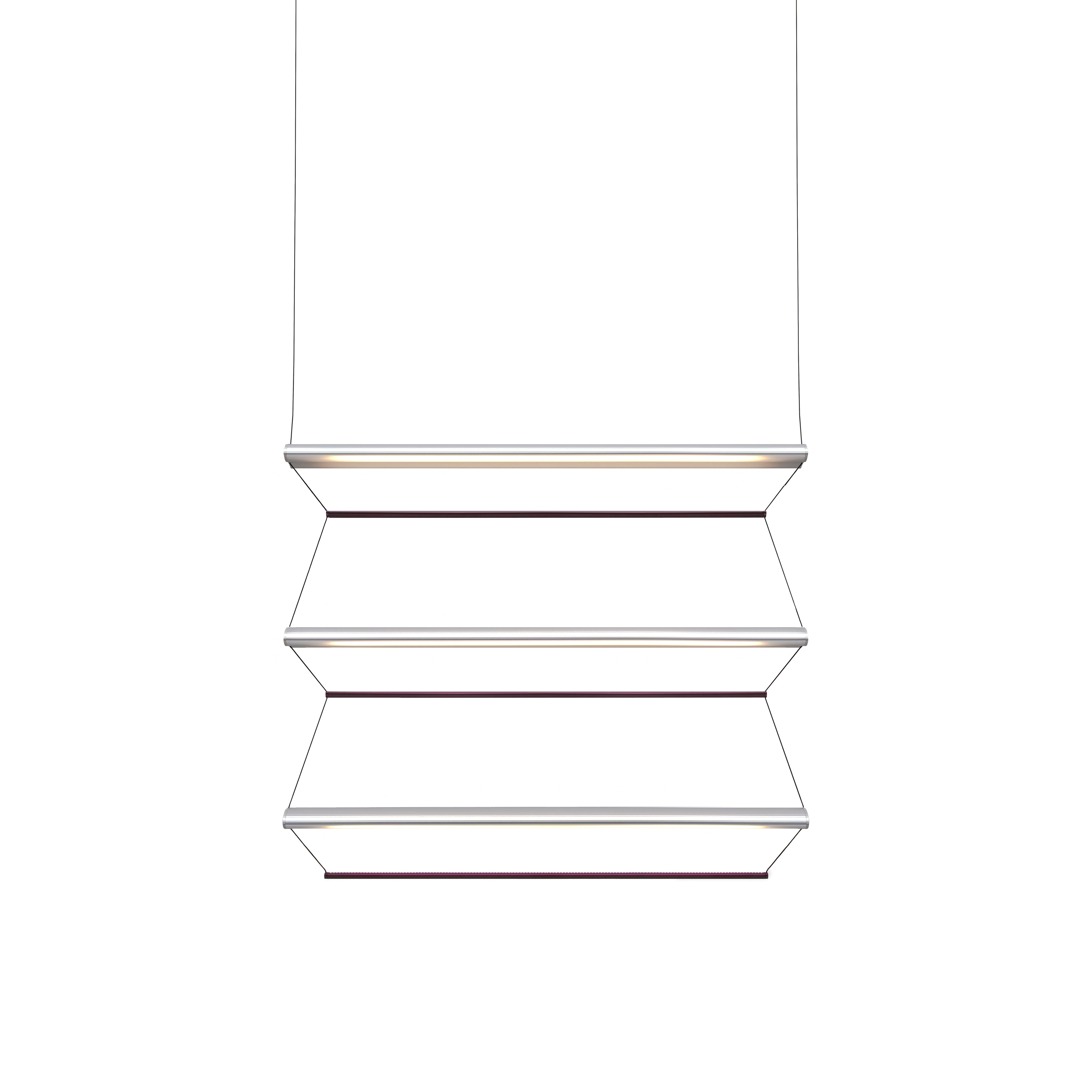 Tier 100 Vertical Pendant Light: 3V + Anodized Silver + Amethyst