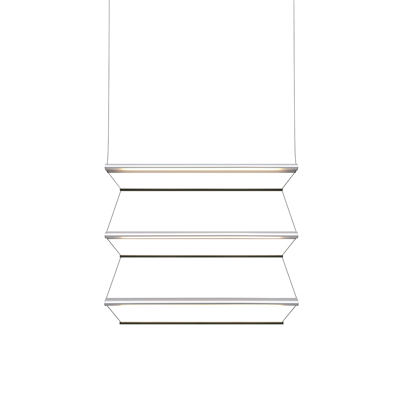 Tier 100 Vertical Pendant Light: 3V + Anodized Silver + Emerald