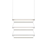 Tier 100 Vertical Pendant Light: 3V + Anodized Silver + Emerald