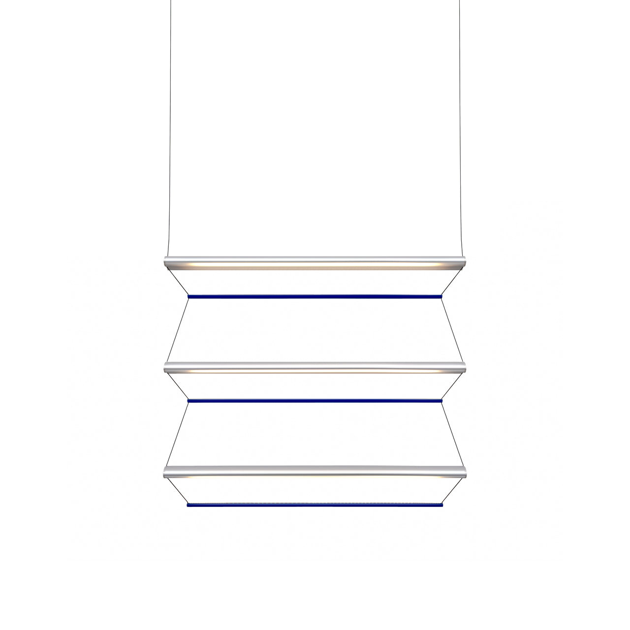 Tier 100 Vertical Pendant Light: 3V + Anodized Silver + Sapphire