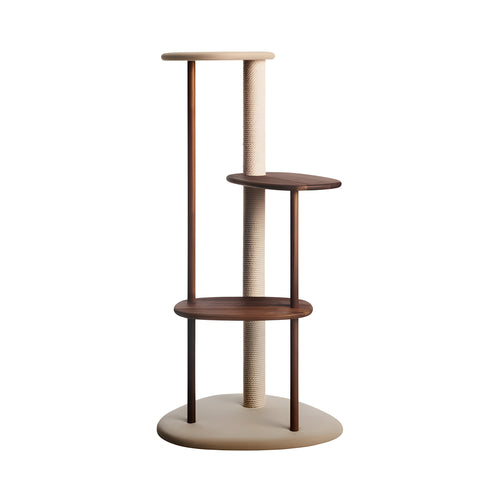 Cat Tree: Beige + Walnut Natural
