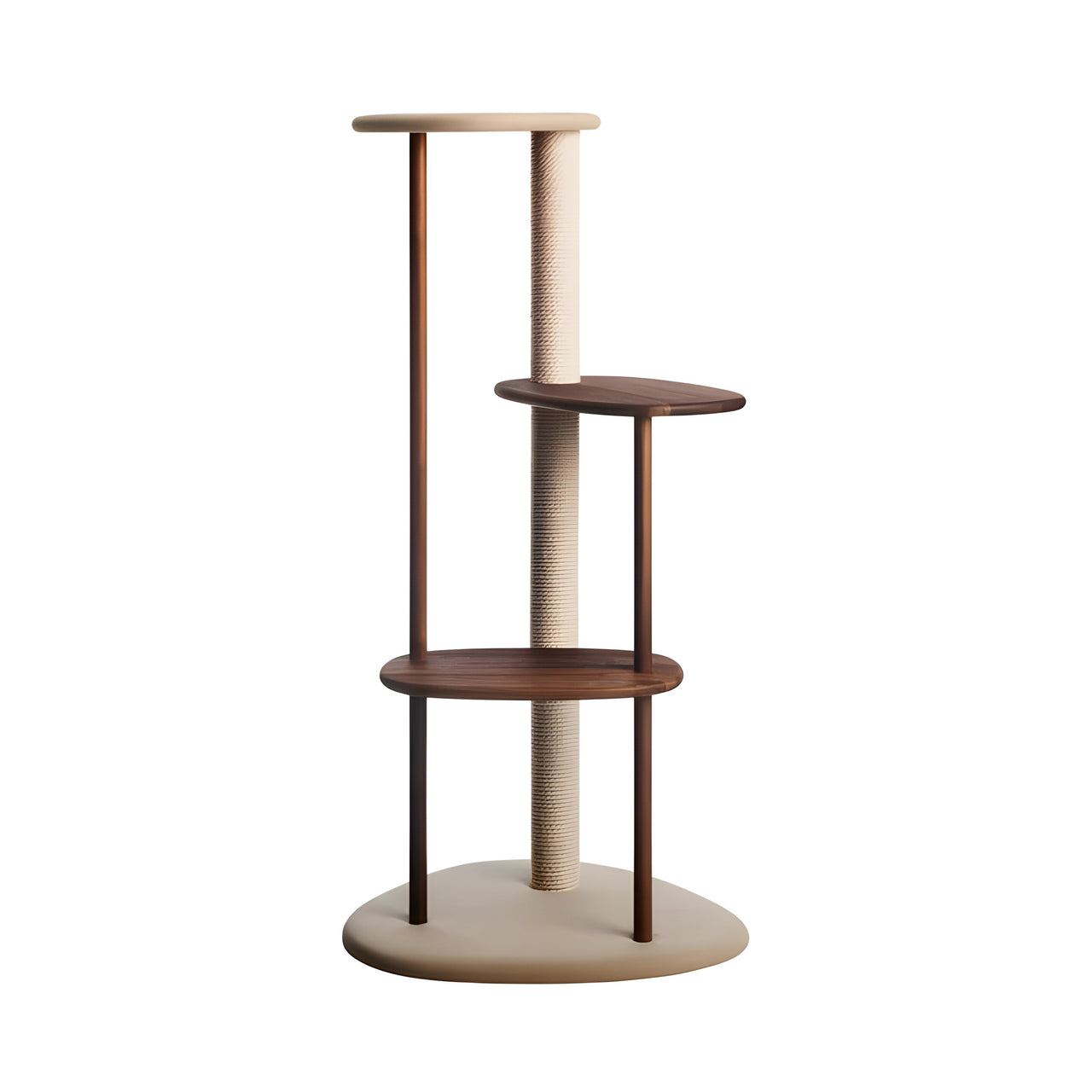 Cat Tree: Beige + Walnut Natural