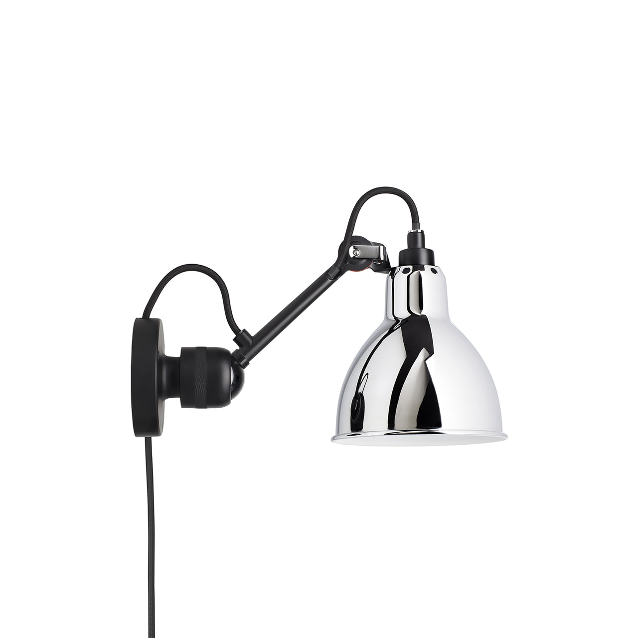 Lampe Gras N° 304 CA Wall Lamp: Black + Chrome + Round