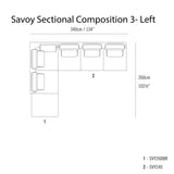 Savoy Sectional Sofa: Composition 3 + Left