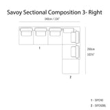 Savoy Sectional Sofa: Composition 3 + Right