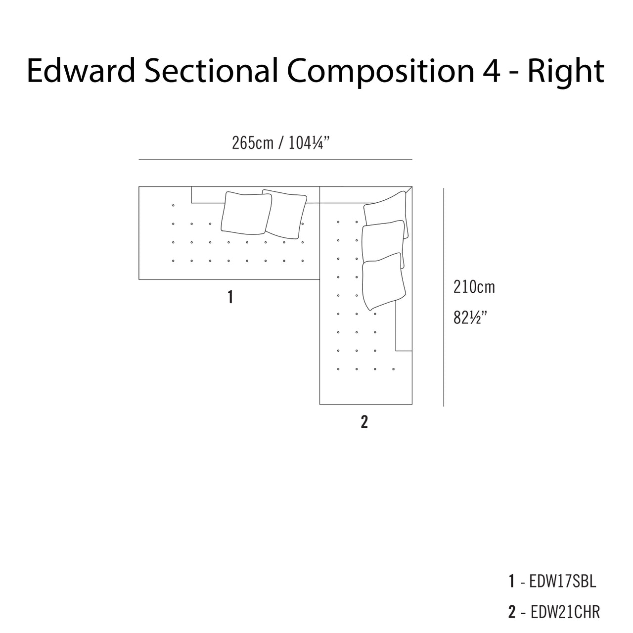 Edward Sectional Sofa: Compostion 4 + Right