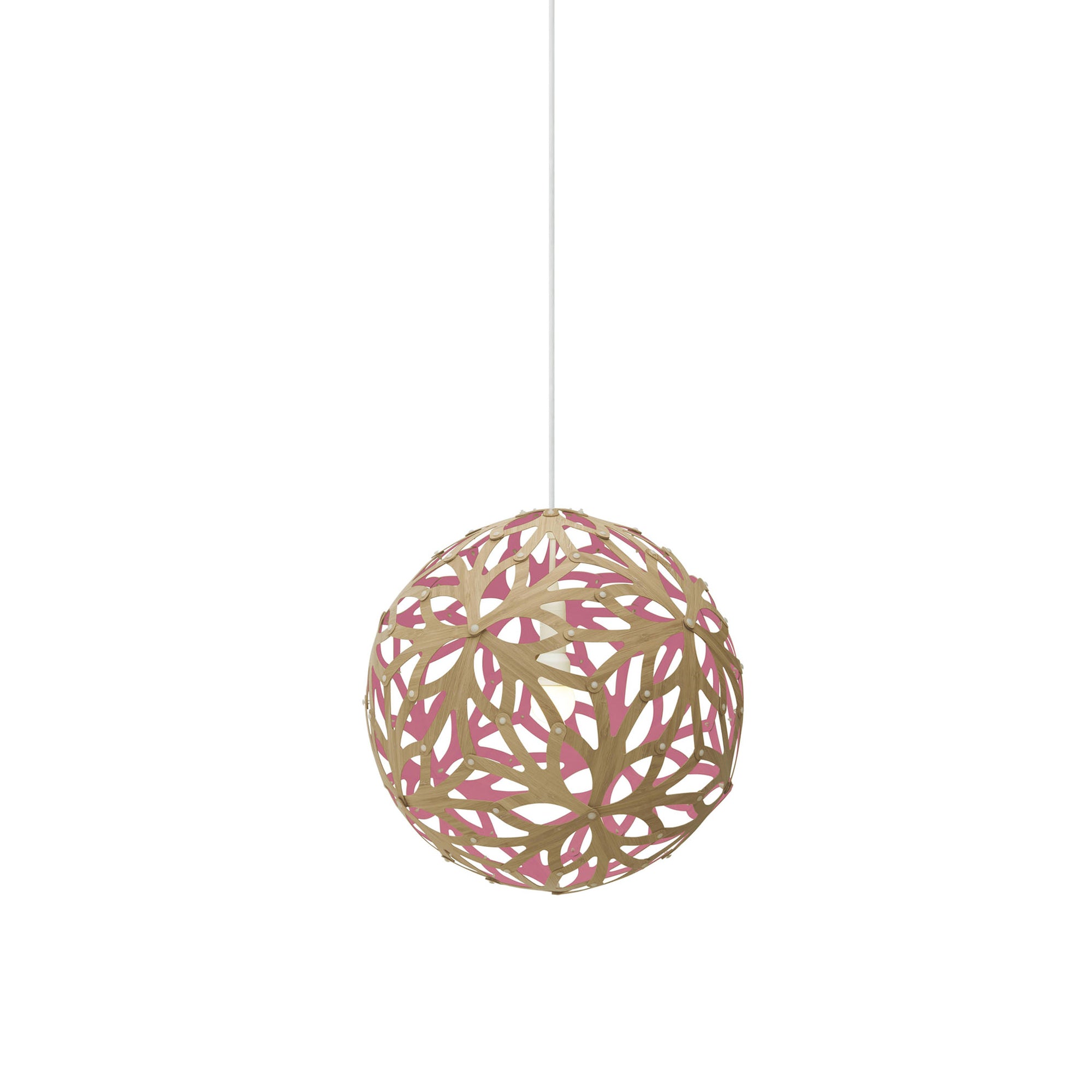 Floral Pendant Light: Extra Small + Bamboo + Pink + White