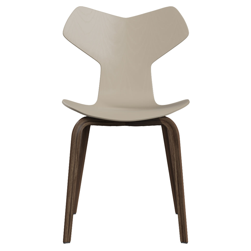 Grand Prix Chair: High + Light Beige + Walnut Veneer