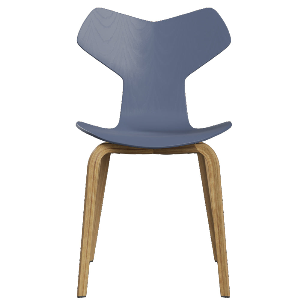 Grand Prix Chair: High + Dusk Blue + Oak Veneer