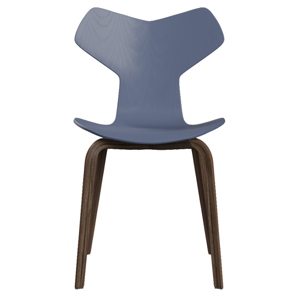 Grand Prix Chair: High + Dusk Blue + Walnut Veneer