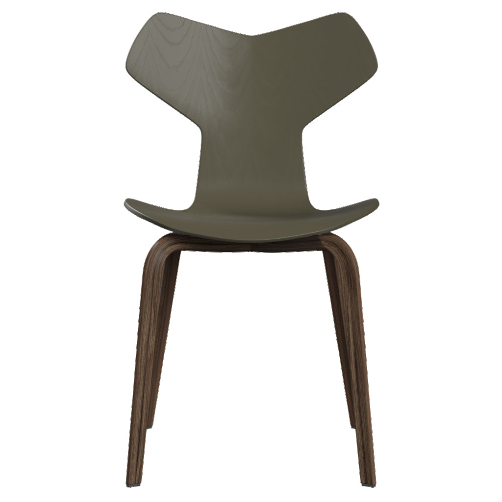 Grand Prix Chair: High + Olive Green + Walnut Veneer