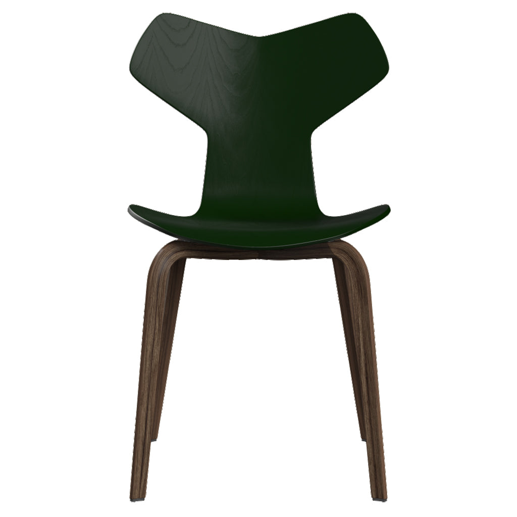 Grand Prix Chair: High + Olive Green + Walnut Veneer