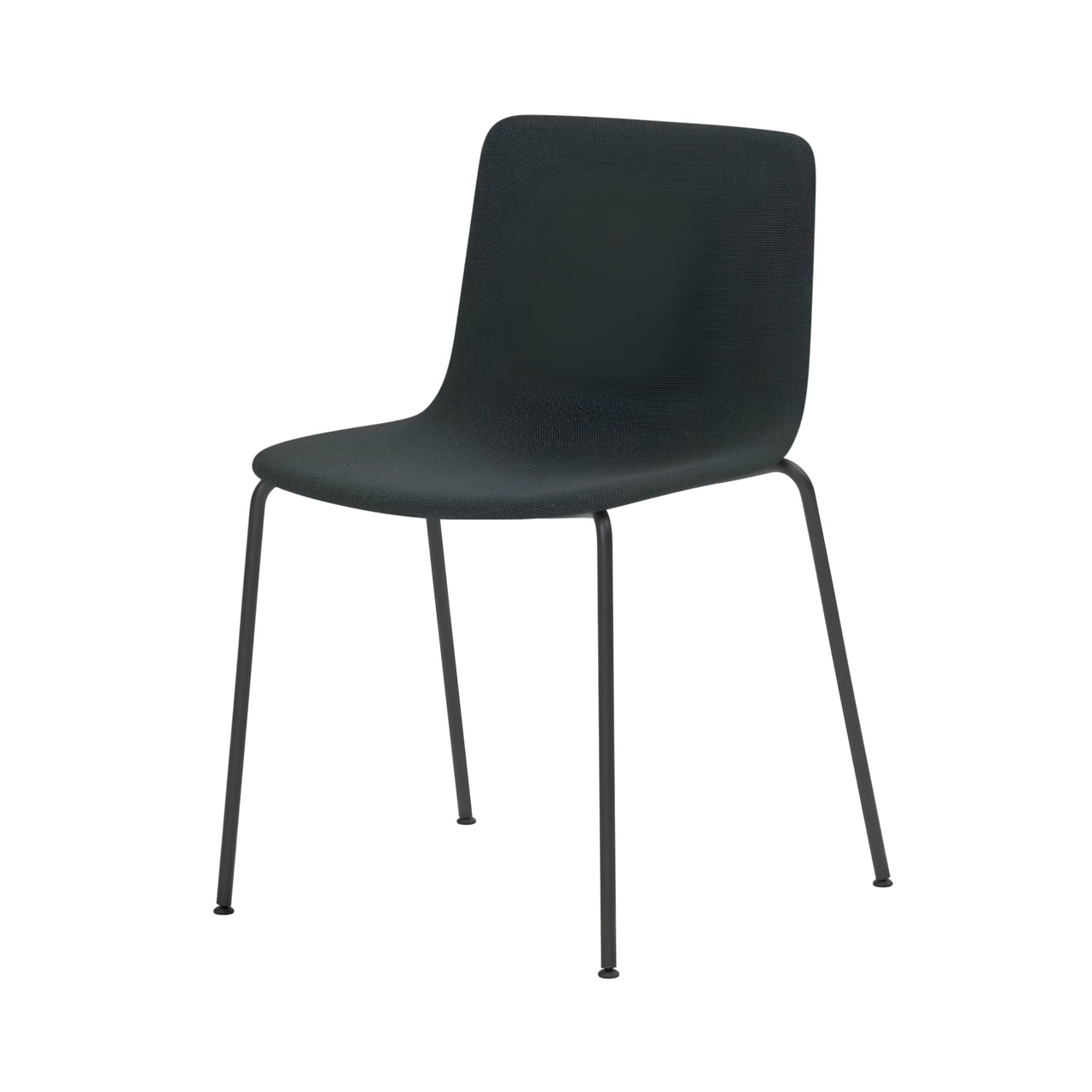 Pato 4 Leg Chair: Stacking + Fully Upholstered + Without Arm + Black
