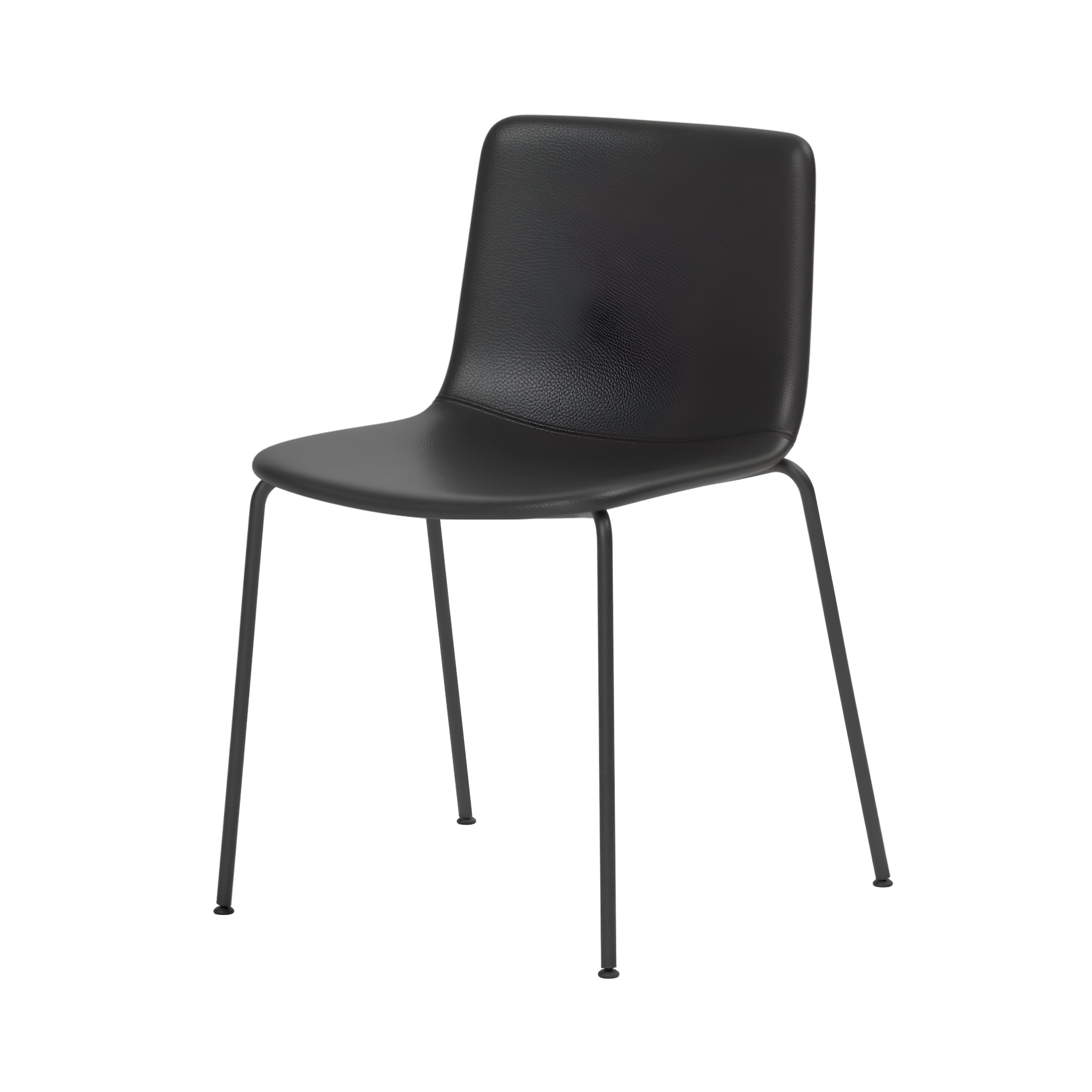 Pato 4 Leg Chair: Stacking + Fully Upholstered + Without Arm + Black