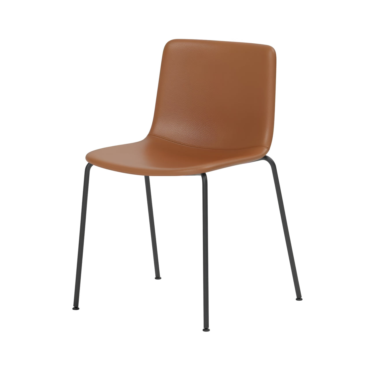 Pato 4 Leg Chair: Stacking + Fully Upholstered + Without Arm + Black