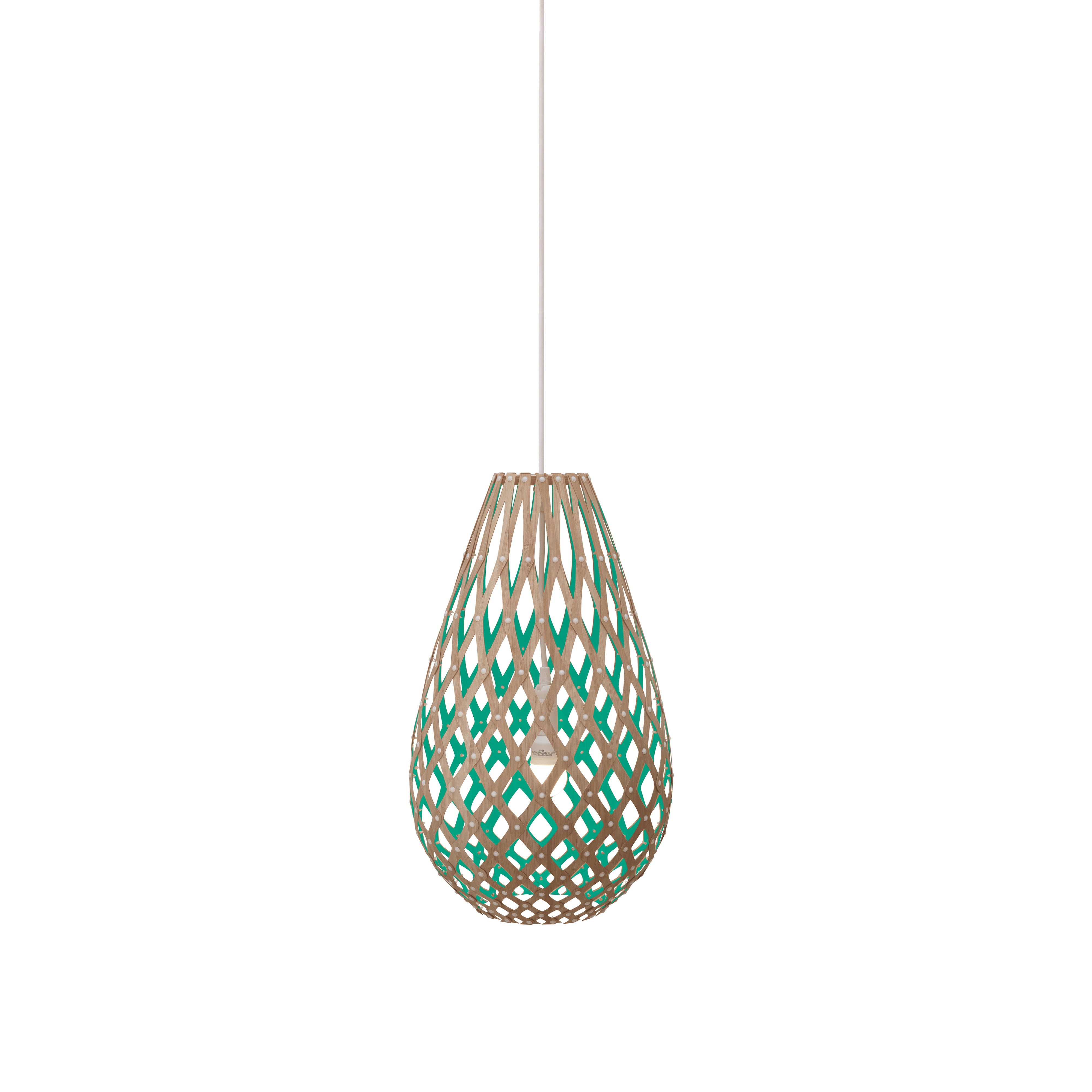 Kōura Pendant Light: Extra Small + Bamboo + Aqua + White