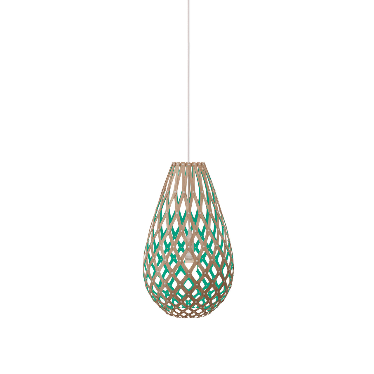 Kōura Pendant Light: Extra Small + Bamboo + Aqua + White