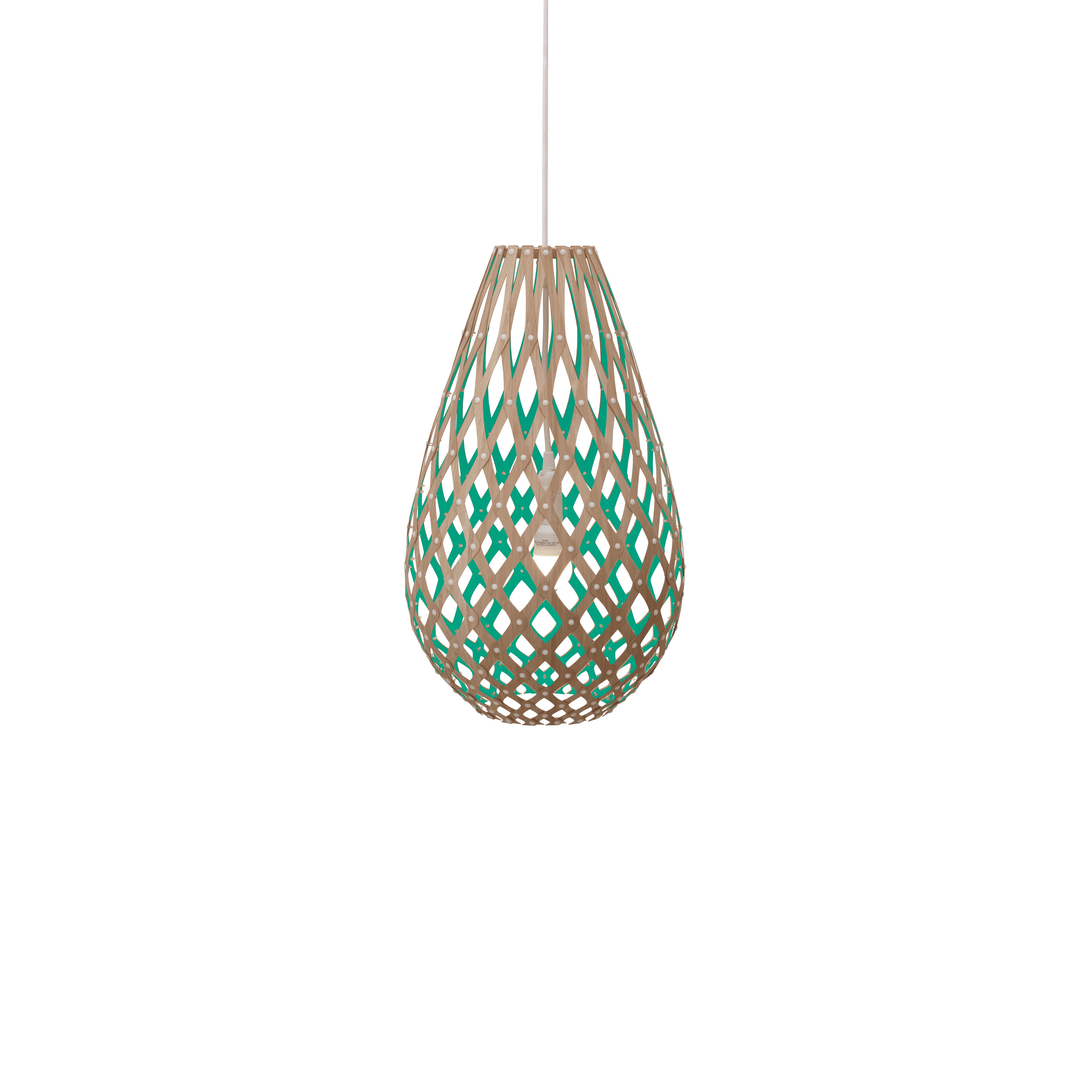 Kōura Pendant Light: Small + Bamboo + Aqua