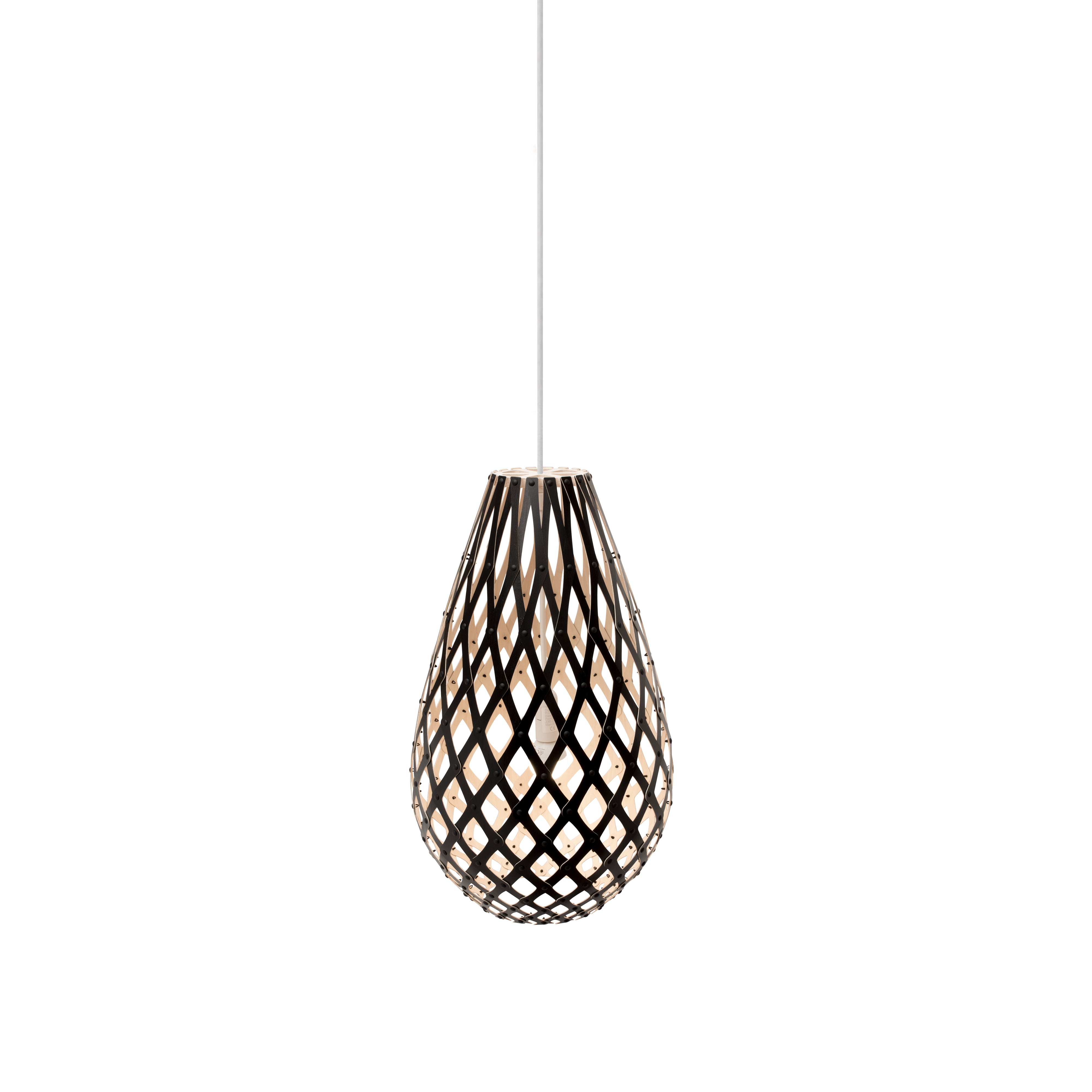 Kōura Pendant Light: Extra Small + Black + Bamboo + White