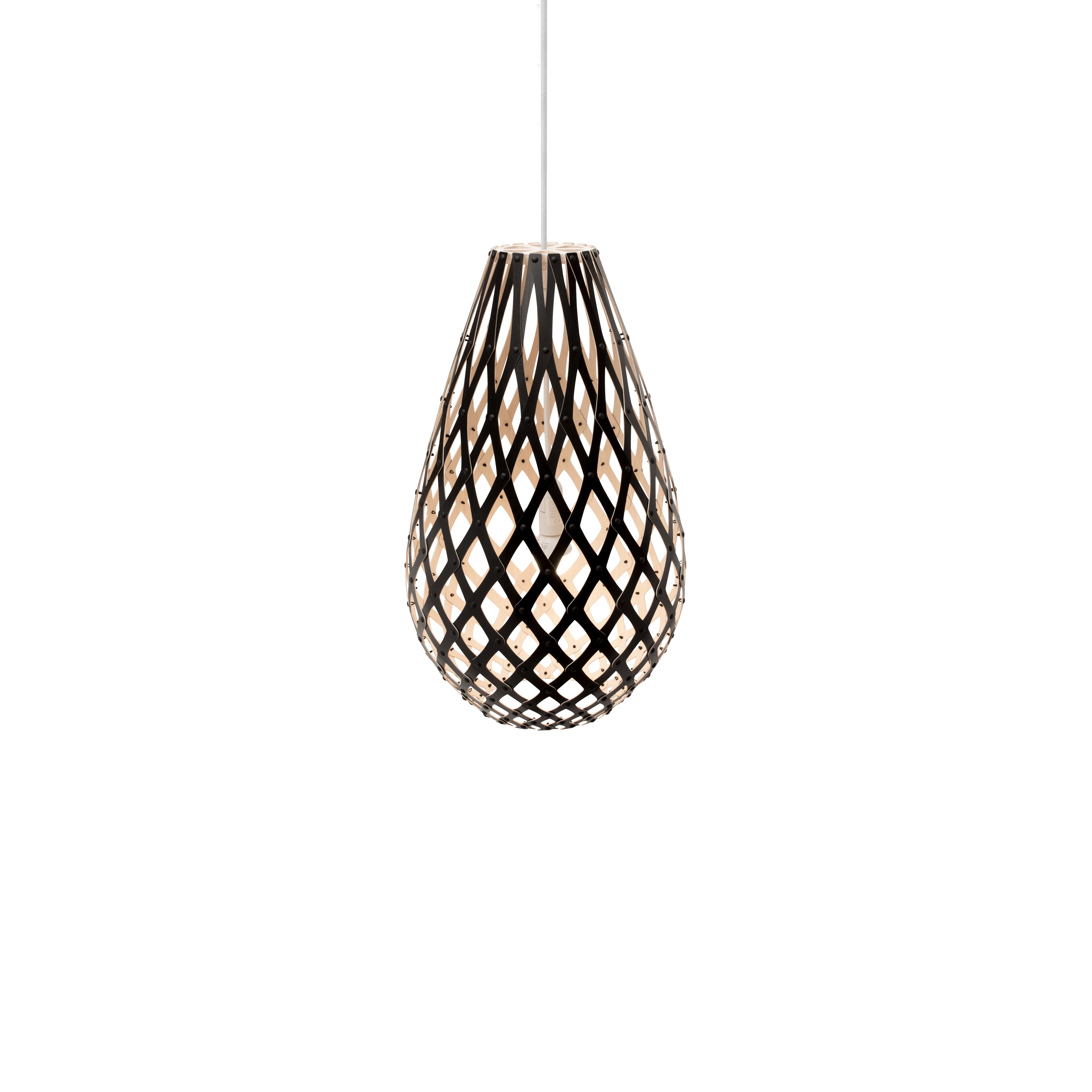 Kōura Pendant Light: Small + Black + Bamboo