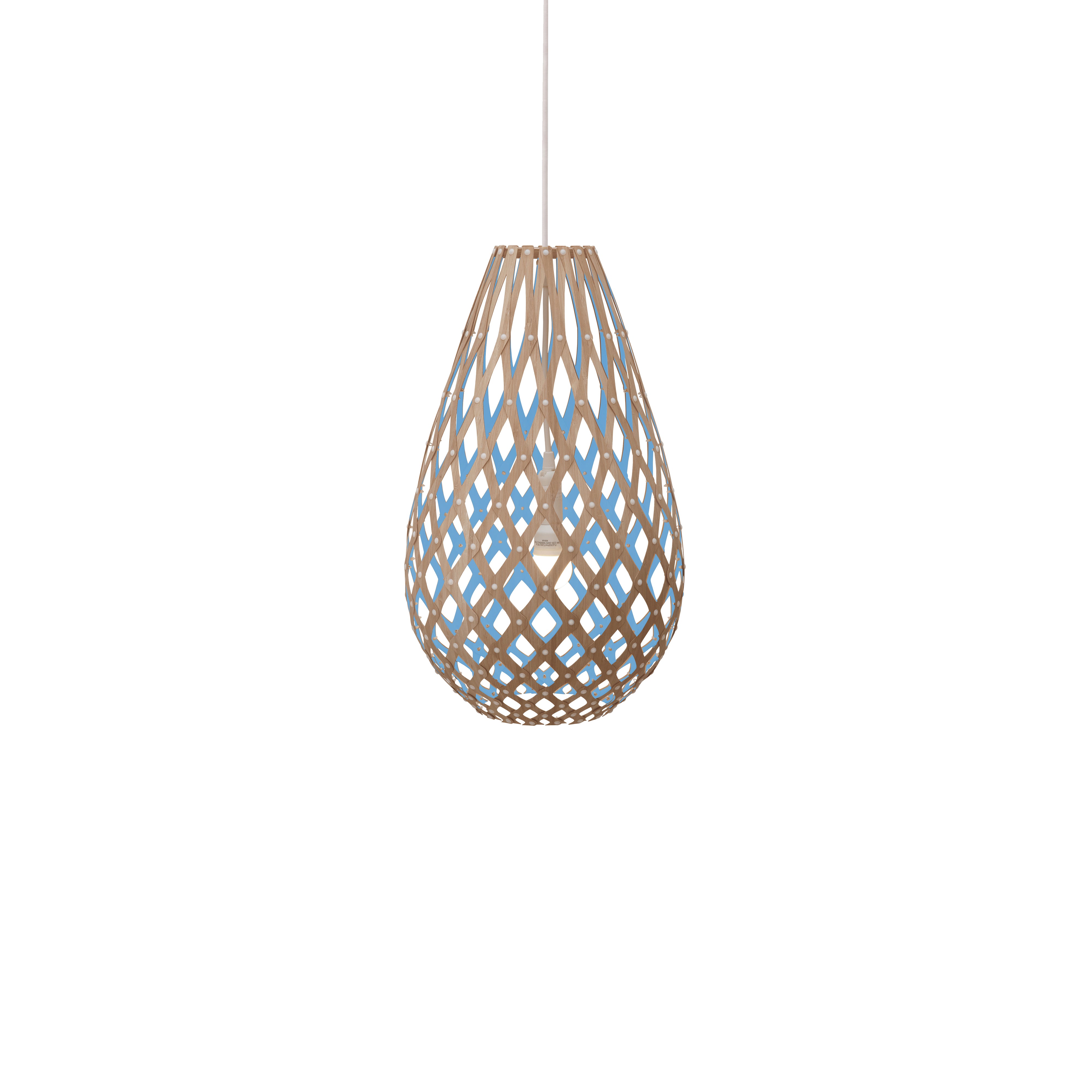 Kōura Pendant Light: Small + Bamboo + Blue