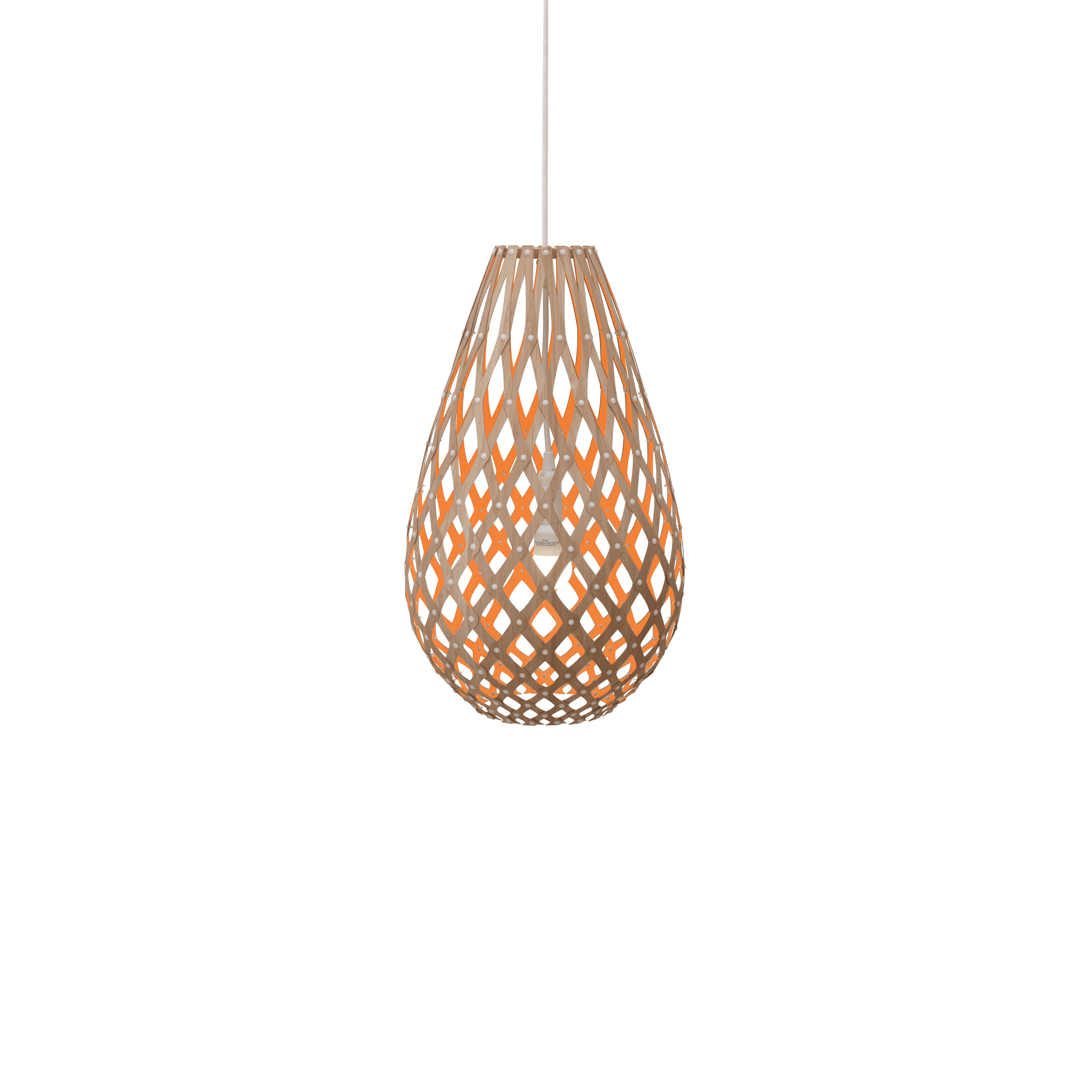 Kōura Pendant Light: Small + Bamboo + Orange