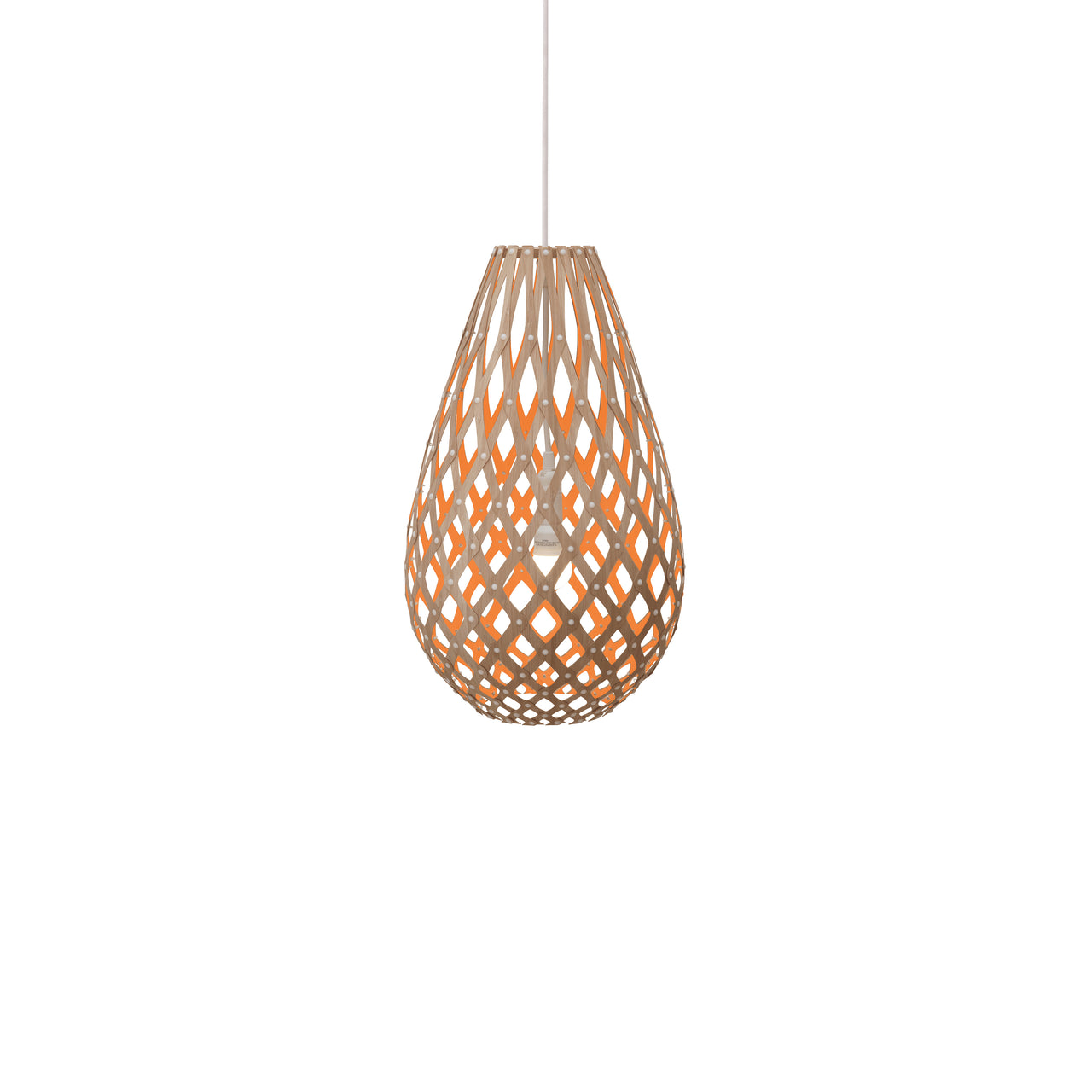 Kōura Pendant Light: Small + Bamboo + Orange