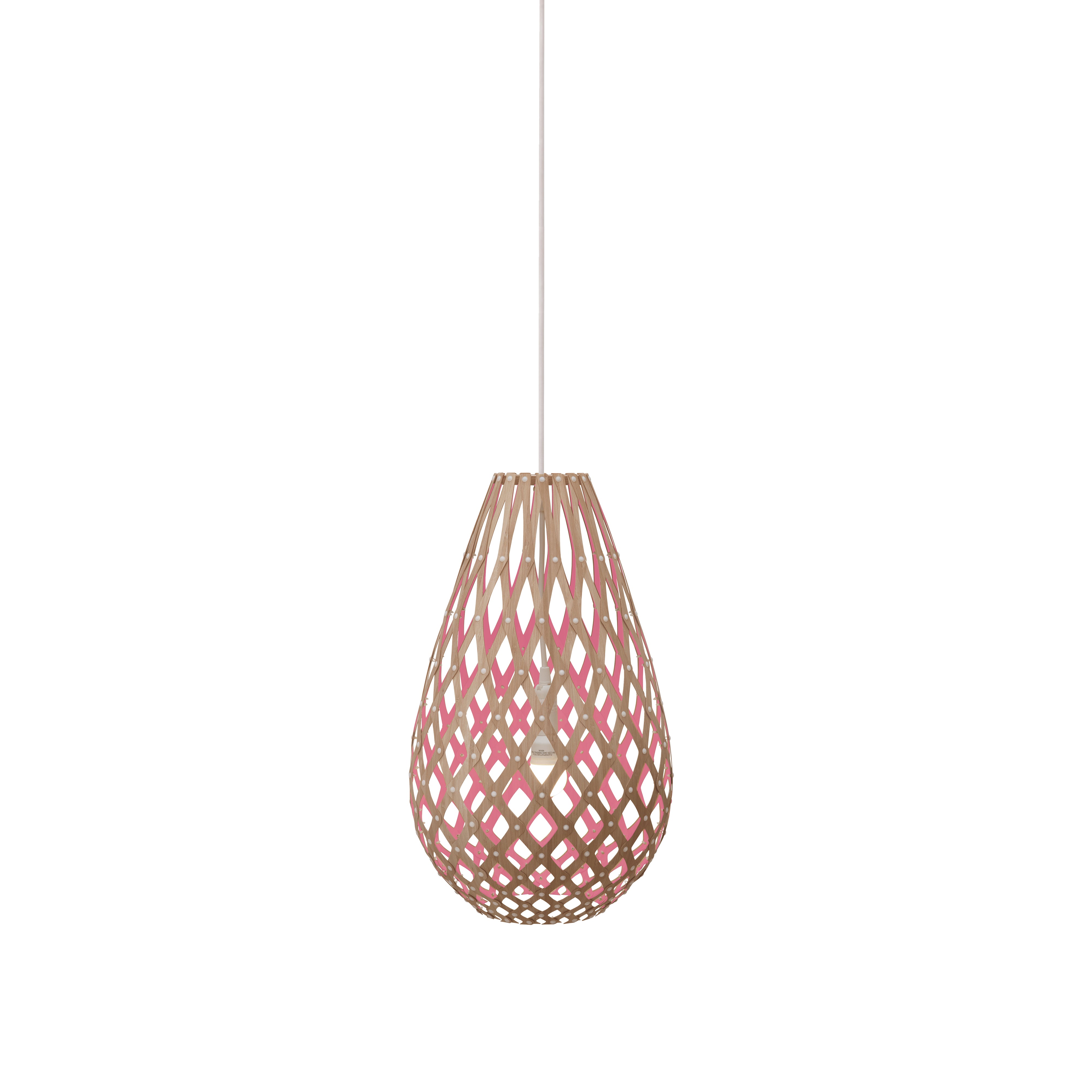 Kōura Pendant Light: Extra Small + Bamboo + Pink + White