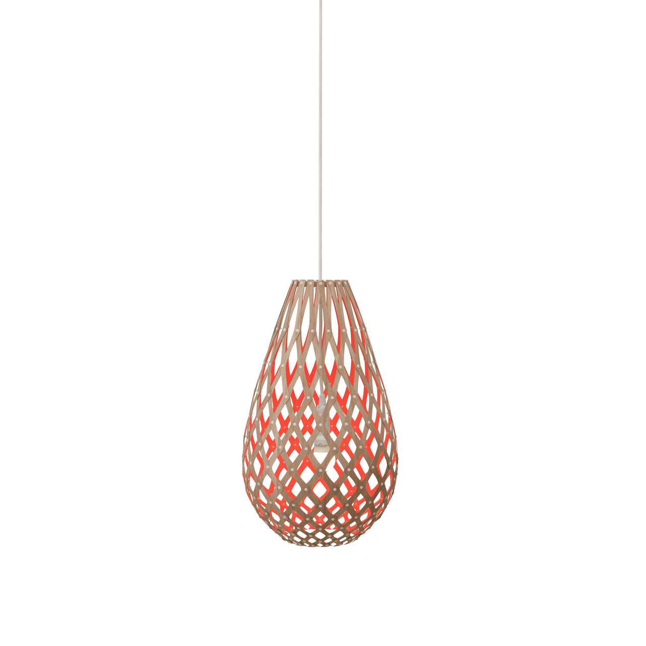 Kōura Pendant Light: Extra Small + Bamboo + Red + White