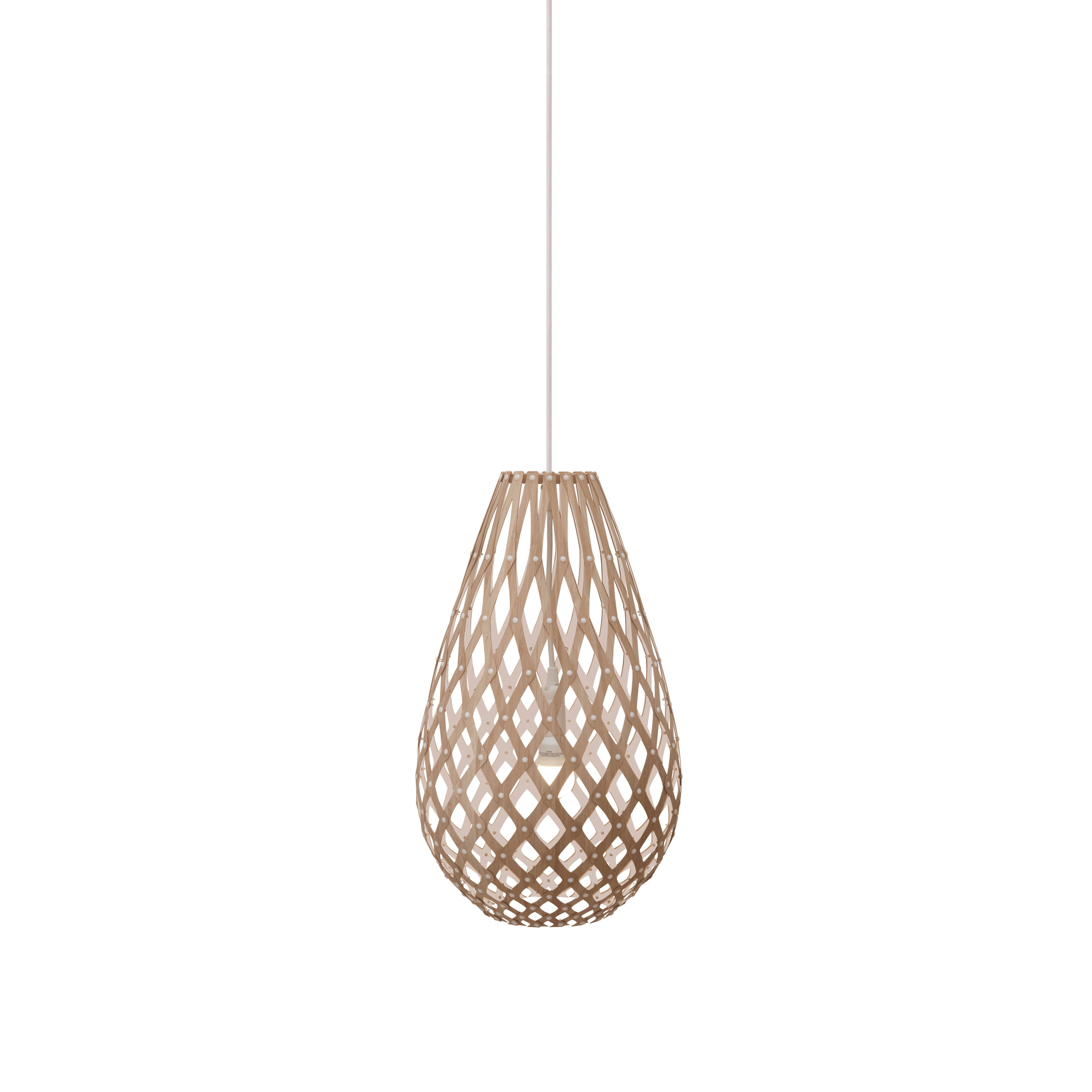 Kōura Pendant Light: Extra Small + Bamboo + White + White