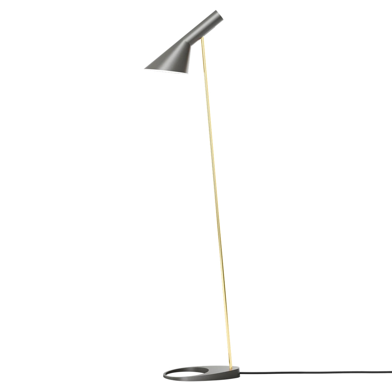 AJ Floor Lamp: Warm Grey + Brass + Black
