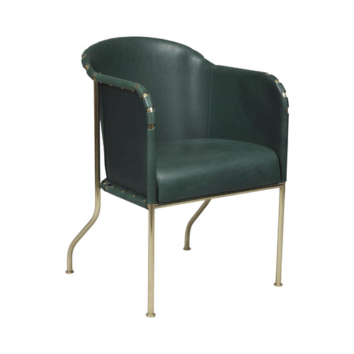 Ambassad Easy Chair: Brass Treated + Tarnsjo Leather Green