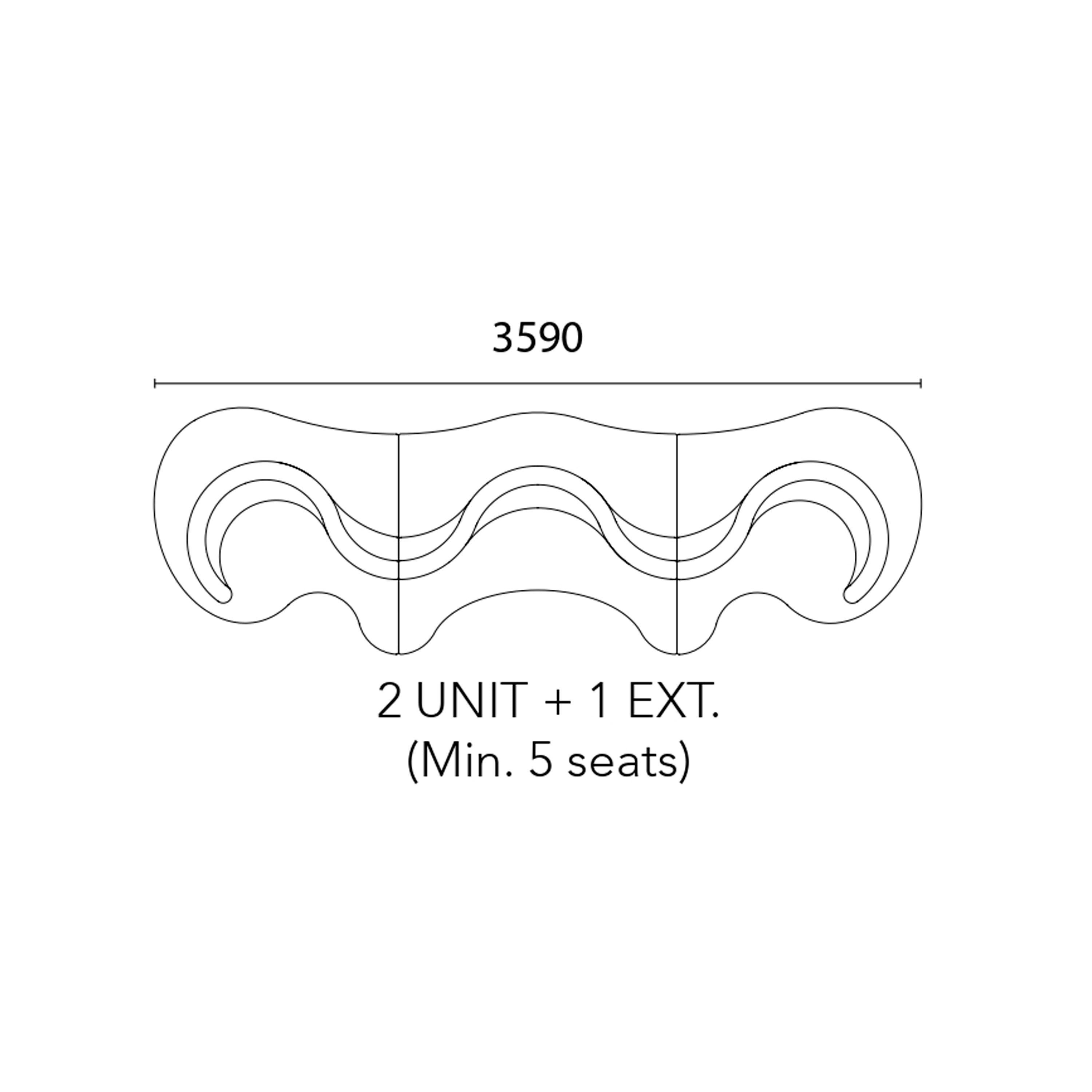 Cloverleaf Sofa with Extension: Upholstered