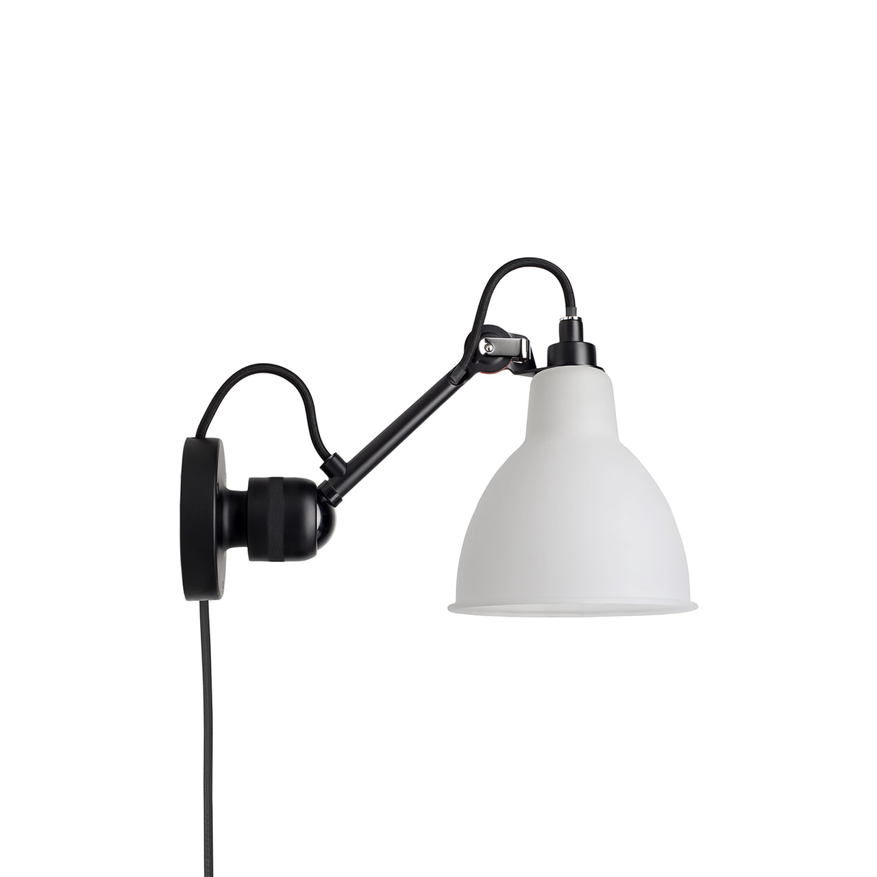 Lampe Gras N° 304 CA Wall Lamp: Black + Frosted Glass + Round