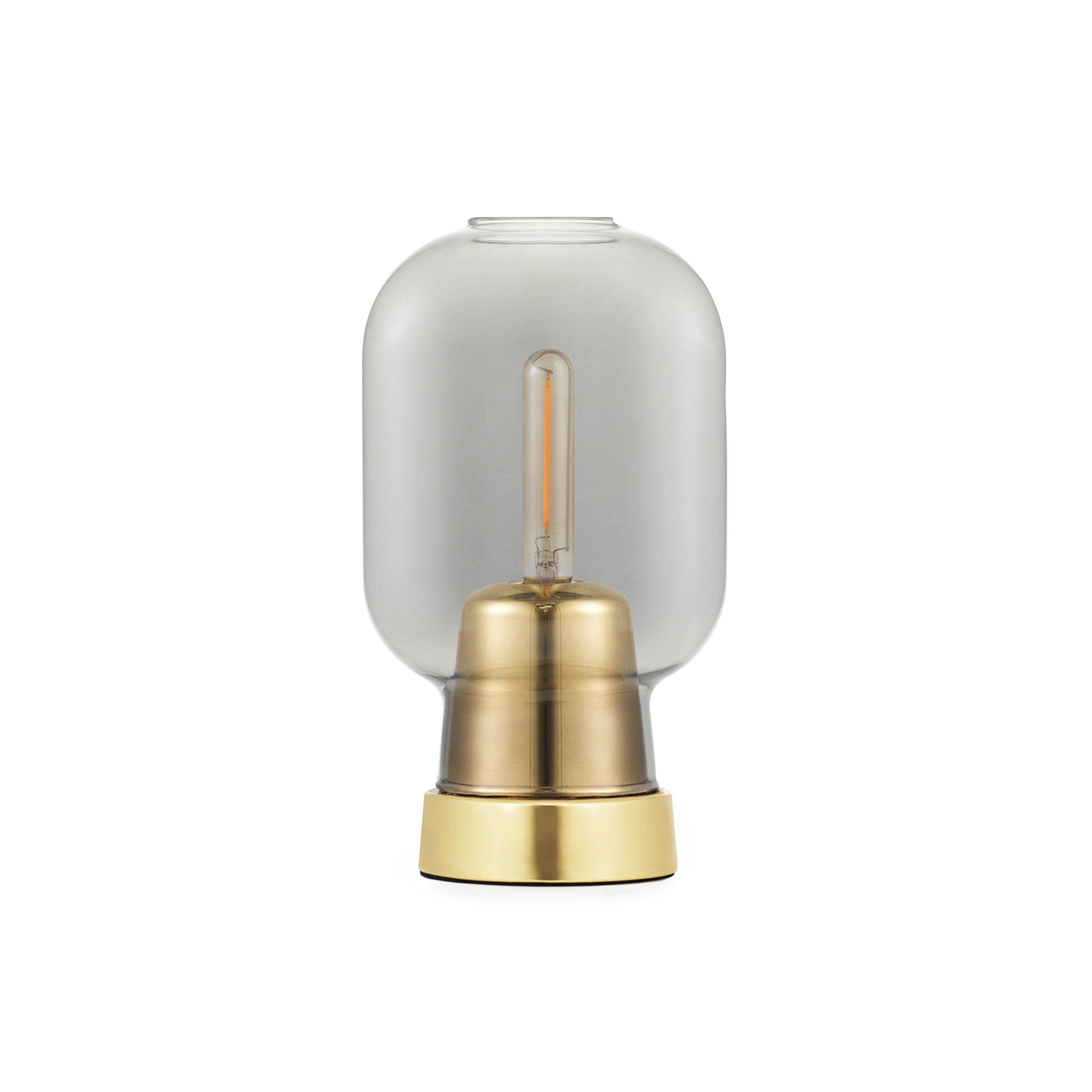 Amp Table Lamp: Smoke + Brass + Black