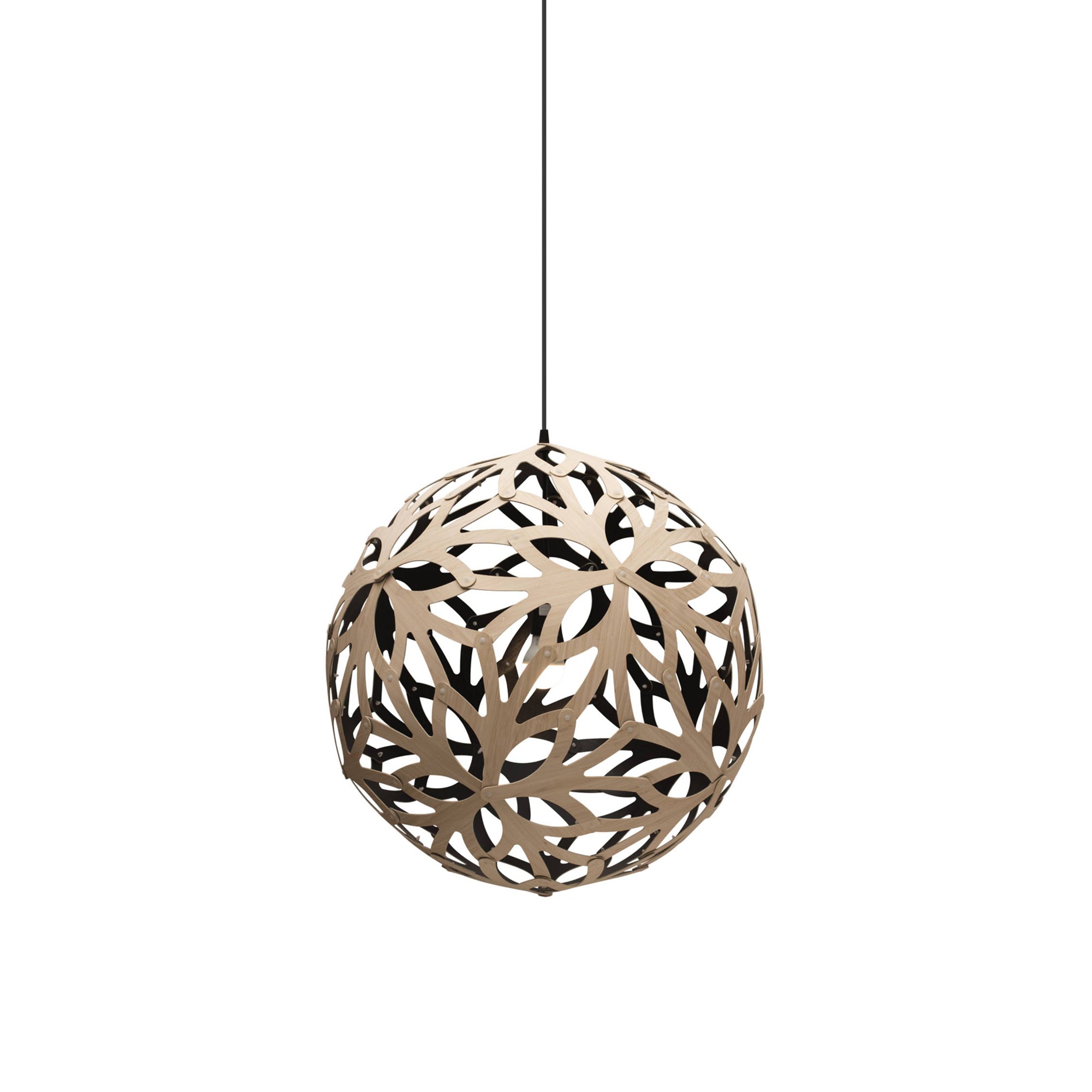 Floral Pendant Light: Small + Bamboo + Black + Black