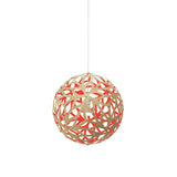 Floral Pendant Light: Small + Bamboo + Red + White