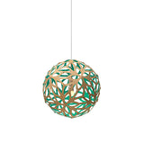 Floral Pendant Light: Small + Bamboo + Aqua + White