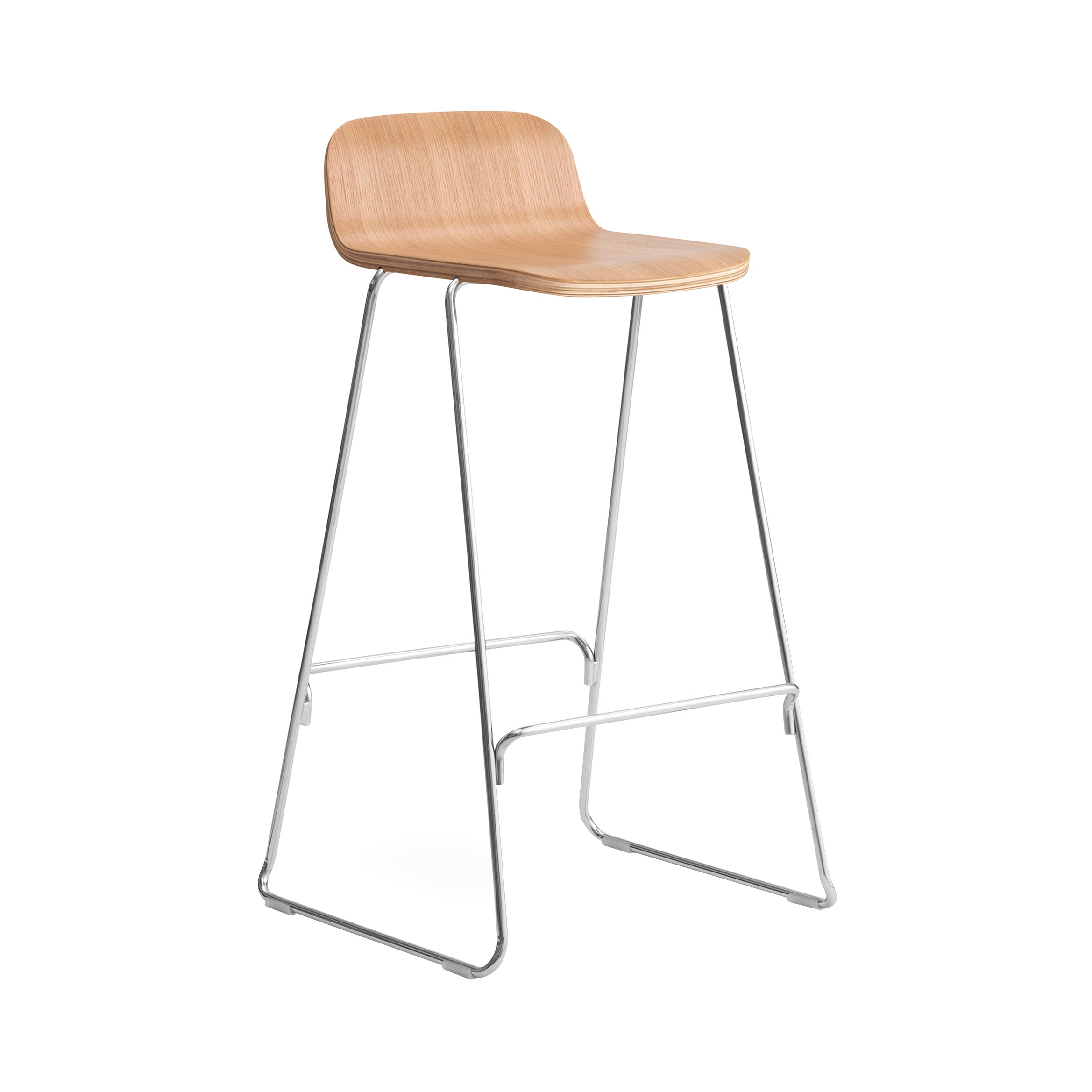 Just Bar + Counter Stool with Back: Bar + Oak + Chrome