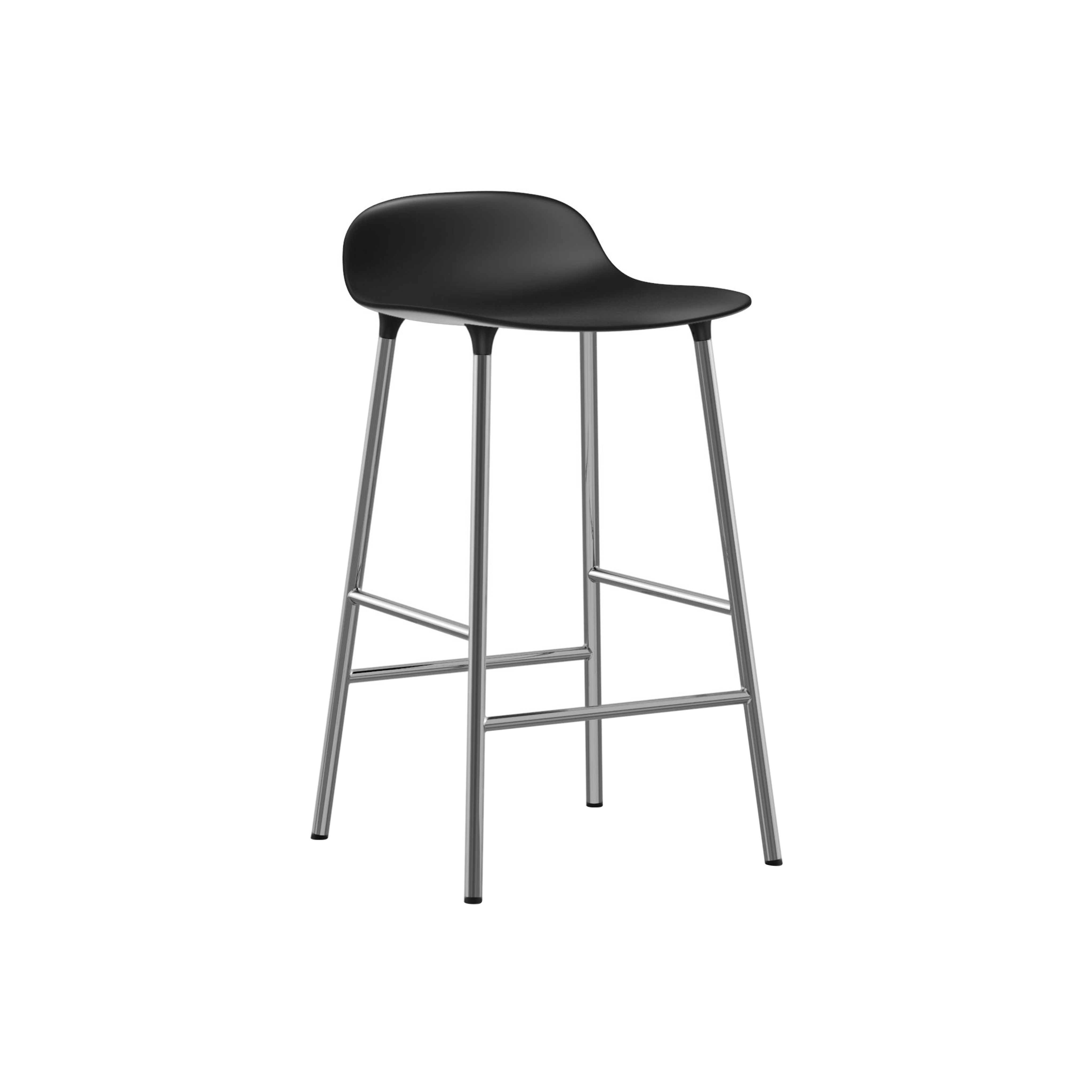 Form Bar + Counter Stool: Chrome + Counter + Black