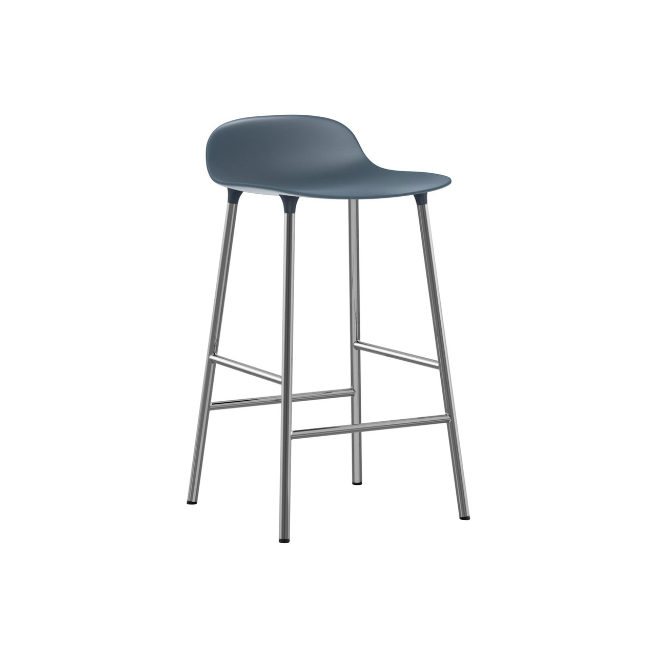 Form Bar + Counter Stool: Chrome + Counter + Blue
