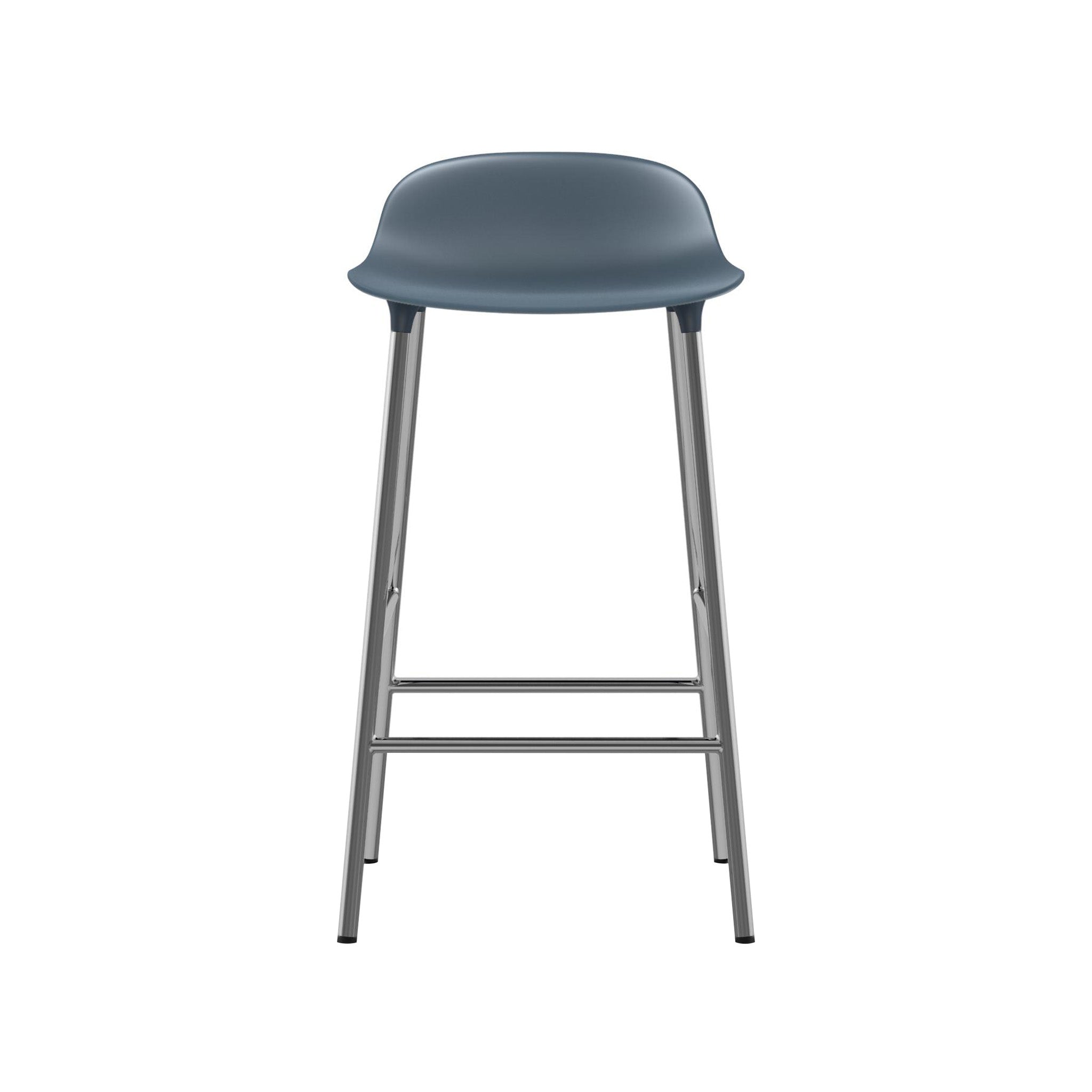 Form Bar + Counter Stool: Chrome + Counter + Blue