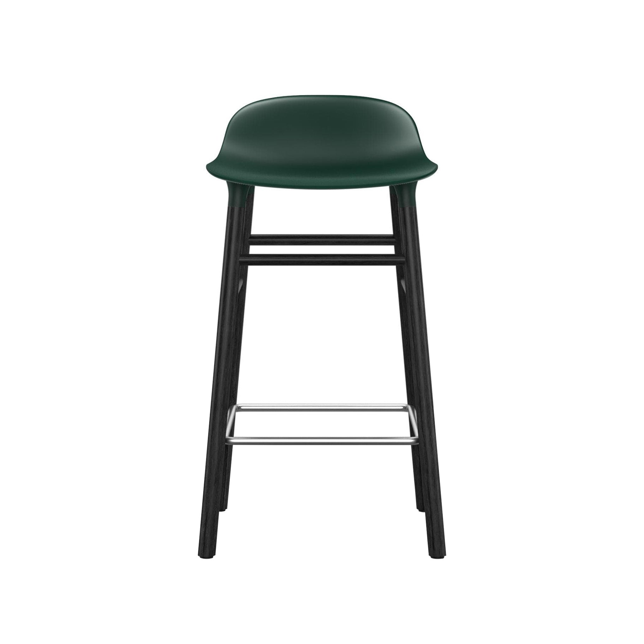 Form Bar + Counter Stool: Black Lacquered Oak + Counter + Green