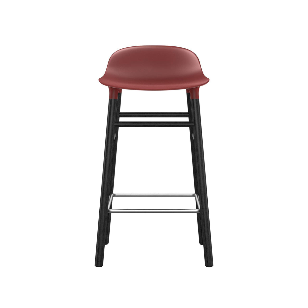 Form Bar + Counter Stool: Black Lacquered Oak + Counter + Red