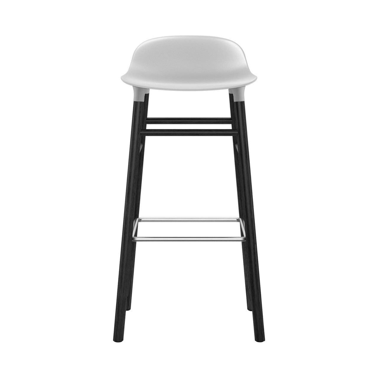 Form Bar + Counter Stool: Black Lacquered Oak + Bar + White