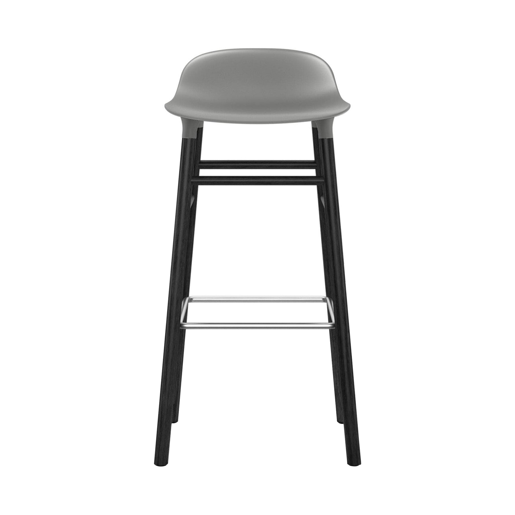 Form Bar + Counter Stool: Black Lacquered Oak + Bar + Grey